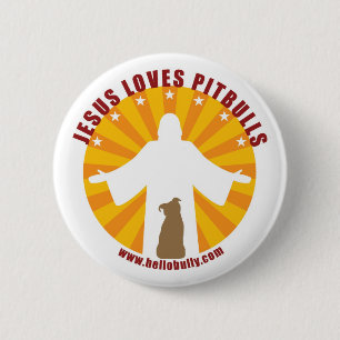 Badge Rond 5 Cm Jésus aime le Pin de Pitbulls