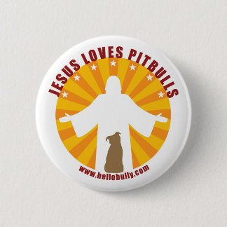 Badge Rond 5 Cm Jésus aime le Pin de Pitbulls