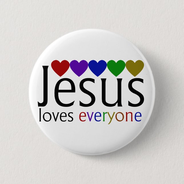 Badge Rond 5 Cm Jésus aime tous (Devant)