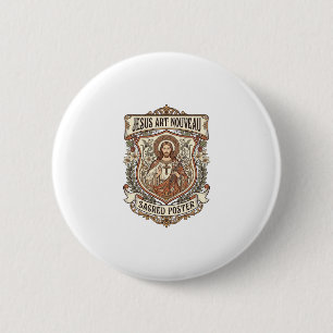 Badge Rond 5 Cm Jésus Art Nouveau Affiche Sacrée Jésus Art Nouvea