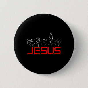 Badge Rond 5 Cm Jesus ASL Langue des signes américaine Christian D