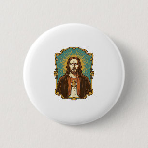Badge Rond 5 Cm Jésus Bouchon de Vin Cassé Bouteille Sommelier Par