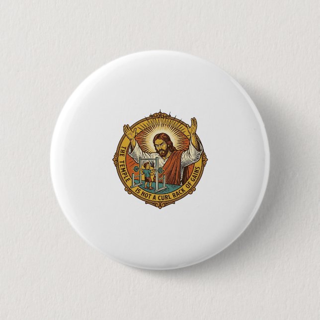 Badge Rond 5 Cm Jésus Boucle de biceps en colère Support à squats  (Devant)