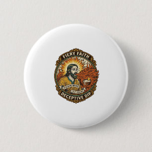 Badge Rond 5 Cm Jésus Brûlant Bouche Super Épicé Dip de Fête Humou