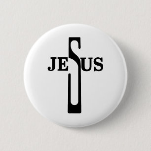 Badge Rond 5 Cm Jésus Christ Croix foi chrétienne En Dieu Mens Eas