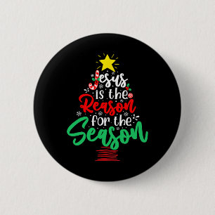 Badge Rond 5 Cm Jésus Christ est la raison de Noël Arbre de Noël