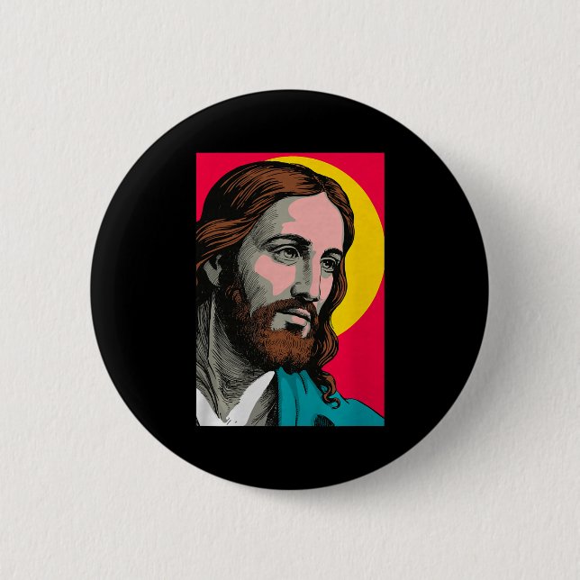 Badge Rond 5 Cm Jesus Christ P Art Religious Easter &amp; Christma (Devant)