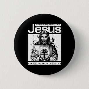 Badge Rond 5 Cm Jésus Christ Seigneur Et Rédempteur Design