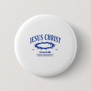 Badge Rond 5 Cm Jésus Christ Vit En Moi La Couronne De La Bible Ro