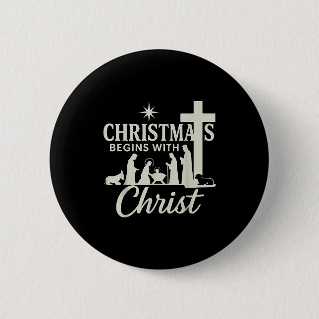 Badge Rond 5 Cm Jesus Christmas Begins With Christ Pjs Pajamas Tod (Devant)