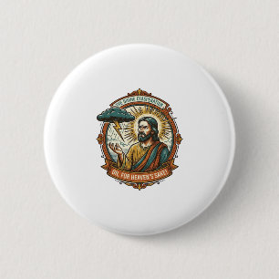 Badge Rond 5 Cm Jésus contrarié Nuage de pluie sombre Foudre Météo