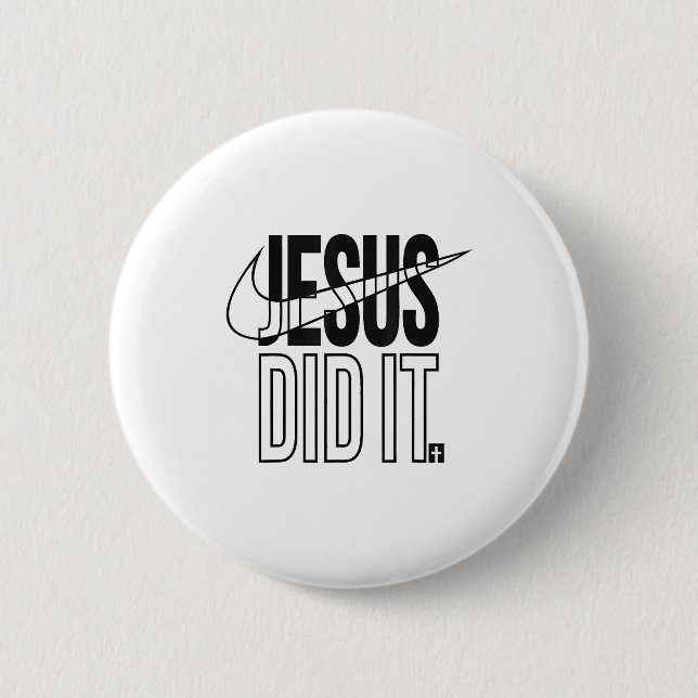 Badge Rond 5 Cm Jesus Did It Religious Cross Christian  (Devant)