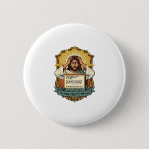 Badge Rond 5 Cm Jésus E-mail Typo Correction Automatique Désastre