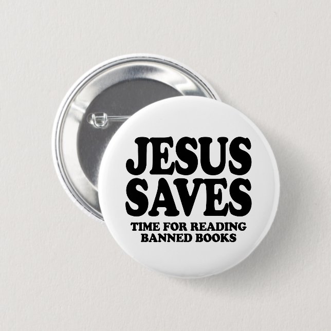 Badge Rond 5 Cm Jésus économise du temps pour lire des livres inte (Devant & derrière)
