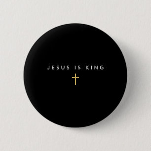 Badge Rond 5 Cm Jésus est la Croix du Roi Foi chrétienne mince Jés