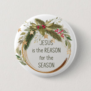 Badge Rond 5 Cm Jésus est la raison de la citation de Noël de la