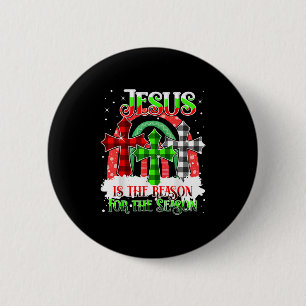Badge Rond 5 Cm Jésus Est La Raison De La Saison Arc-en-ciel Noël