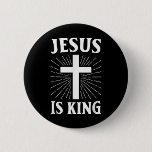 Badge Rond 5 Cm Jésus est le roi de la foi chrétienne Croix