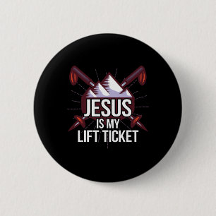 Badge Rond 5 Cm Jesus Est Mon Lift Ticket Ski Eglise Christia