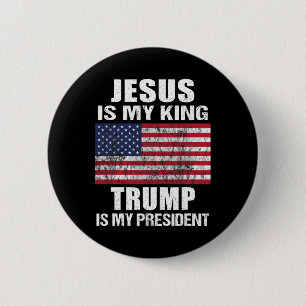 Badge Rond 5 Cm Jésus est mon roi Trump est mon président
