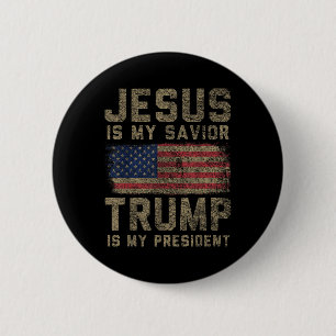 Badge Rond 5 Cm Jésus Est Mon Sauveur Trump Est Mon Président _1