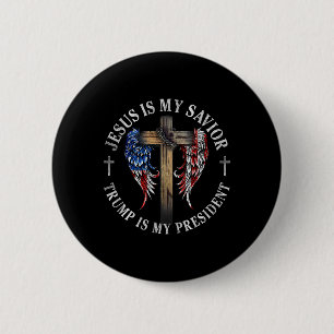 Badge Rond 5 Cm Jésus Est Mon Sauveur Trump Est Mon Président 2024