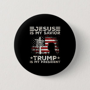 Badge Rond 5 Cm Jésus Est Mon Sauveur Trump Est Mon Président 2024