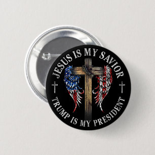 Badge Rond 5 Cm Jésus est mon sauveur Trump est mon président 2024