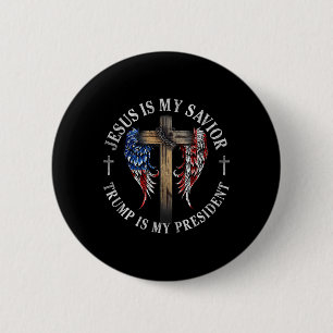 Badge Rond 5 Cm Jésus Est Mon Sauveur Trump Est Mon Président 2024