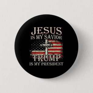 Badge Rond 5 Cm Jésus Est Mon Sauveur Trump Est Mon Président Amér