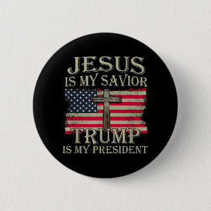 Badge Rond 5 Cm Jésus Est Mon Sauveur Trump Est Mon Président Amér