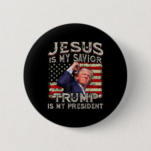 Badge Rond 5 Cm Jésus Est Mon Sauveur Trump Est Mon Président Amér