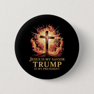 Badge Rond 5 Cm Jésus est mon sauveur Trump est mon président chré