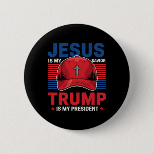 Badge Rond 5 Cm Jésus Est Mon Sauveur Trump Est Mon Président Chri