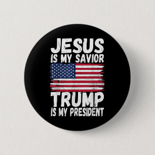 Badge Rond 5 Cm Jésus Est Mon Sauveur Trump Est Mon Président _ Ré