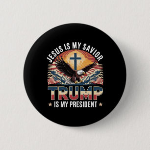 Badge Rond 5 Cm Jésus Est Mon Sauveur Trump Est Mon Président Reli