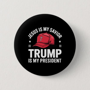Badge Rond 5 Cm Jésus est mon sauveur Trump est mon président Reli