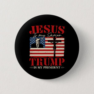 Badge Rond 5 Cm Jésus est mon sauveur Trump est mon président Trum