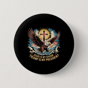 Badge Rond 5 Cm Jésus Est Mon Sauveur Trump Est Mon Président Trum