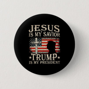 Badge Rond 5 Cm Jésus est mon sauveur Trump est mon président Trum