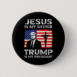 Badge Rond 5 Cm Jésus est mon sauveur Trump est mon président Trum