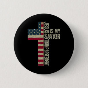 Badge Rond 5 Cm Jésus est mon sauveur Trump est mon président Trum