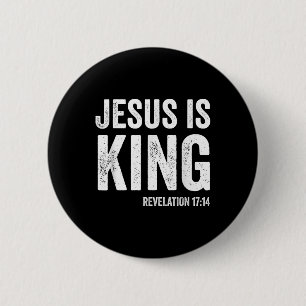 Badge Rond 5 Cm Jésus est Roi Apocalypse 17_14 Foi Chrétienne Jes