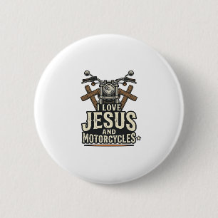 Badge Rond 5 Cm Jésus et motos Vintage Christian Biker Desi