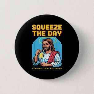 Badge Rond 5 Cm Jésus faisant de la limonade drôle chrétien hommes