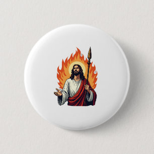 Badge Rond 5 Cm Jesus Flamme De Vérité Vintage Gravure Tee
