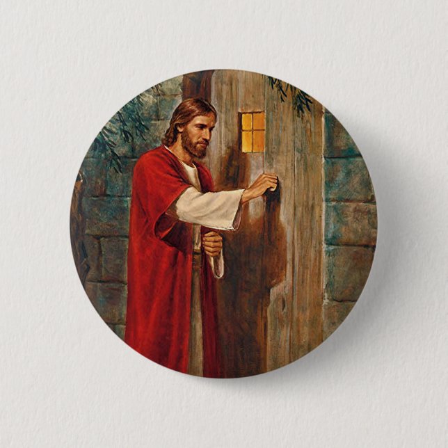 Badge Rond 5 Cm Jésus frappe sur la porte (Devant)