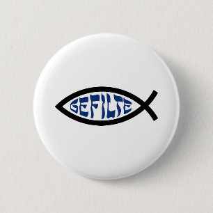 Badge Rond 5 Cm Jesus Gefilte Fish - Humour de Pâque juive