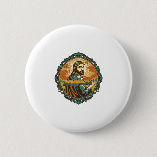 Badge Rond 5 Cm Jésus gêné trébuchant surface plane publique club