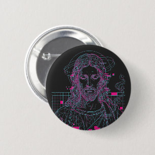 Badge Rond 5 Cm Jésus Grille Rétro Roi des Rois Apocalypse 19:16